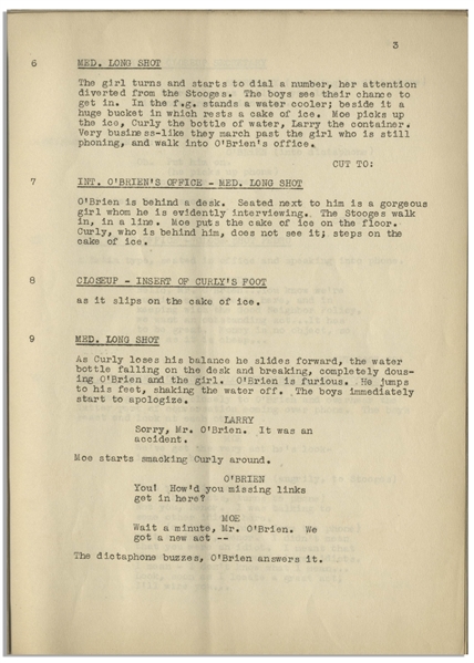 Moe Howard's 29pp. Script Dated July 1941 for The 1942 Three Stooges Film ''What's the Matador?'', With Working Title ''Run, Bull, Run'' -- Archival Repair to Cover, Else Very Good Condition